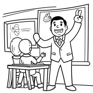 Uzbudeni Ucitelj Koji Drzi Cas Bojanka 62059-13681