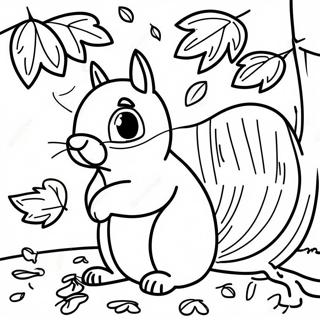 Srecna Veverica Koja Se Igra U Liscu Bojanka 62509-13801