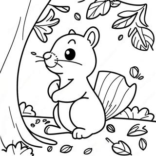 Srecna Veverica Koja Se Igra U Liscu Bojanka 62509-13802