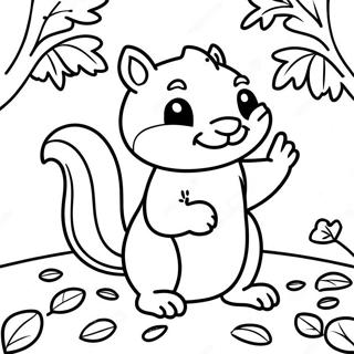 Srecna Veverica Koja Se Igra U Liscu Bojanka 62509-13803