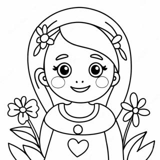 Slatka Devojka Sa Cvecem Za Bojanje 72083-15911