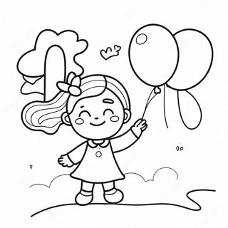 Stranica Za Bojanje Srecne Devojke Sa Balonima 75088-18257