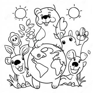 Srecne Zivotinje Slave Dan Planete Stranica Za Bojanje 76296-19200