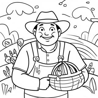 Srecan Farmer Sa Korpom Za Zetvu Stranica Za Bojanje 78430-20839