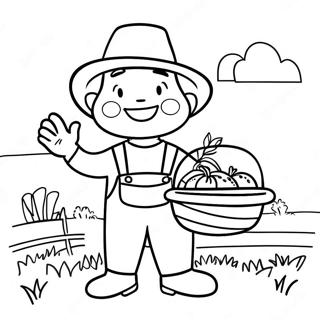 Srecan Farmer Sa Korpom Za Zetvu Stranica Za Bojanje 78430-20840