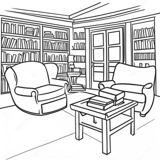 Udobna Scena U Biblioteci Stranica Za Bojanje 78480-20871