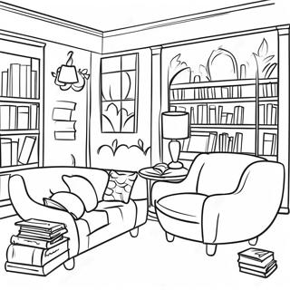 Udobna Scena U Biblioteci Stranica Za Bojanje 78480-20872