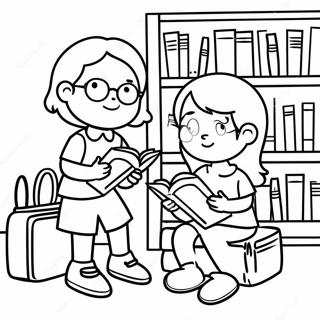 Deca Citaju U Biblioteci Stranica Za Bojanje 78481-20874