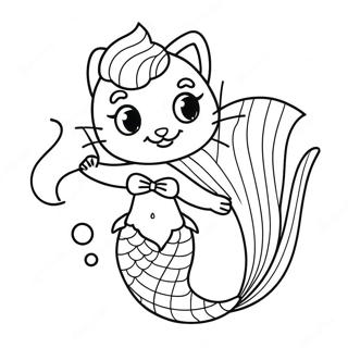 Elegantna Sirena Macka Sa Tecnom Kosom Na Obojenoj Stranici 79979-22029