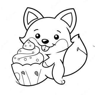 Slatka Kawaii Lisica Sa Kolacem Bojanka 83091-24480