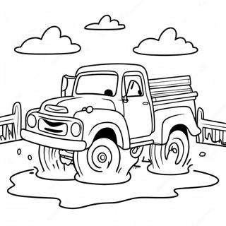 Mali Plavi Kamion Koji Vozi Kroz Blato Bojanka 84445 25535