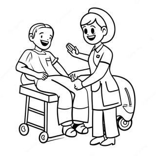 Bojanka Sa Prijateljskom Medicinskom Sestrom Koja Pomaze Pacijentu 86211-26998