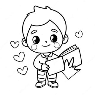 Bojanka Sa Smijesnim Decakom Koji Salje Pismo Ljubavi 88805 29187