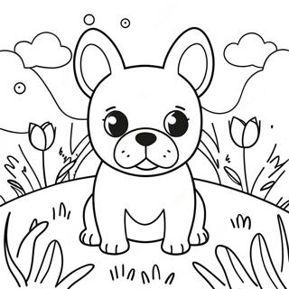 Preslatki Francuski Buldog U Cvetnoj Livadi Bojanka 93742 33099