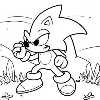 Srebrni Sonic U Sarenom Pejzazu Stranica Za Bojanje 93949 33257