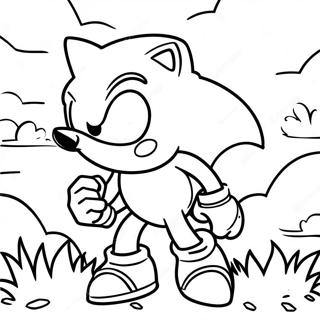 Srebrni Sonic U Sarenom Pejzazu Stranica Za Bojanje 93949 33258