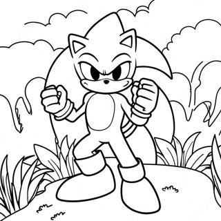 Srebrni Sonic U Sarenom Pejzazu Stranica Za Bojanje 93949 33259