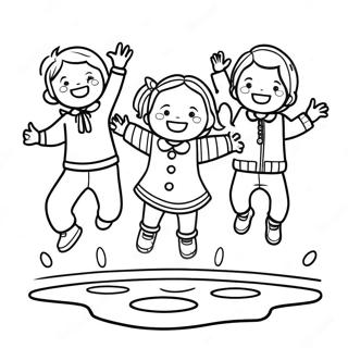 Bojanka Srecne Dece Koja Skacu U Lokvama 98293 37166