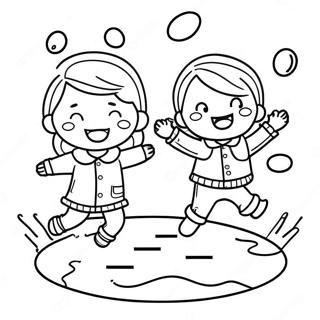 Bojanka Srecne Dece Koja Skacu U Lokvama 98293 37167