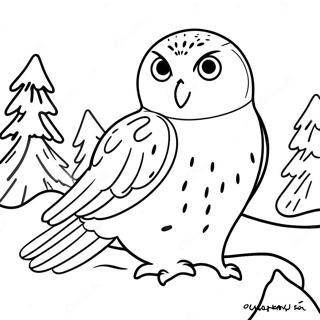 Sarmantna Snezna Sova U Zimskom Pejzazu Za Bojanje 99498 38294