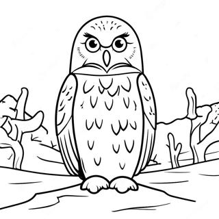 Sarmantna Snezna Sova U Zimskom Pejzazu Za Bojanje 99498 38295